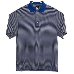 FOOTJOY Men's Performance Golf Short Sleeve Blue Whited Striped Polo Big Medium